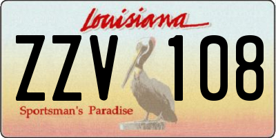 LA license plate ZZV108