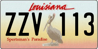 LA license plate ZZV113