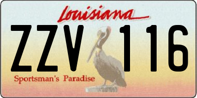 LA license plate ZZV116