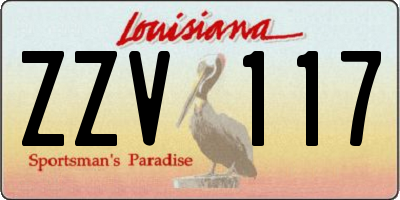 LA license plate ZZV117