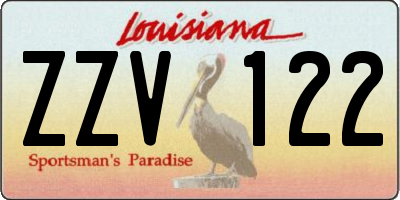 LA license plate ZZV122