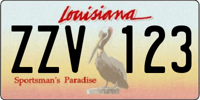 LA license plate ZZV123