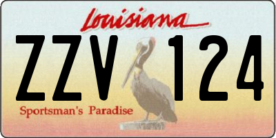 LA license plate ZZV124