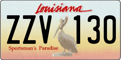 LA license plate ZZV130