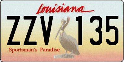 LA license plate ZZV135