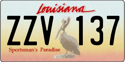 LA license plate ZZV137