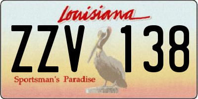 LA license plate ZZV138