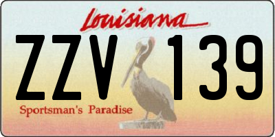 LA license plate ZZV139