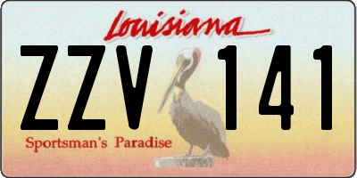 LA license plate ZZV141