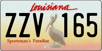 LA license plate ZZV165