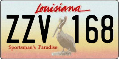 LA license plate ZZV168