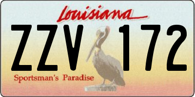 LA license plate ZZV172