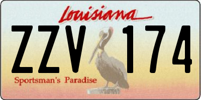 LA license plate ZZV174