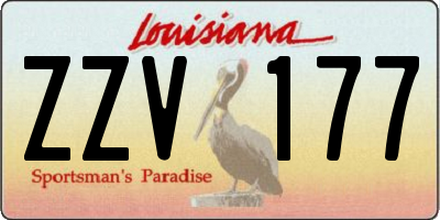 LA license plate ZZV177