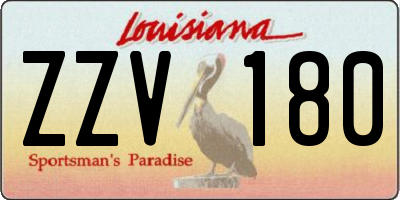 LA license plate ZZV180