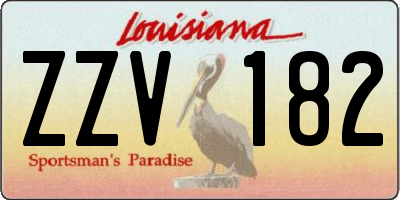 LA license plate ZZV182