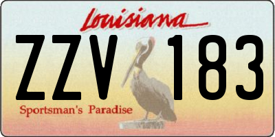 LA license plate ZZV183