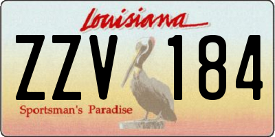 LA license plate ZZV184