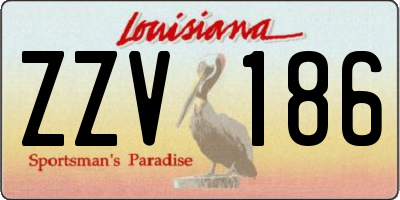 LA license plate ZZV186