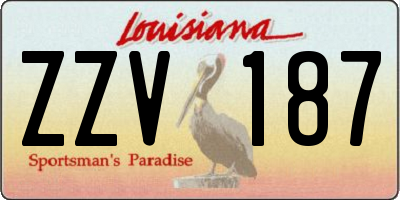 LA license plate ZZV187