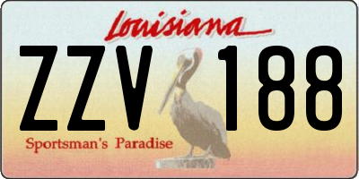 LA license plate ZZV188