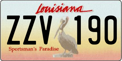 LA license plate ZZV190