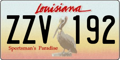 LA license plate ZZV192