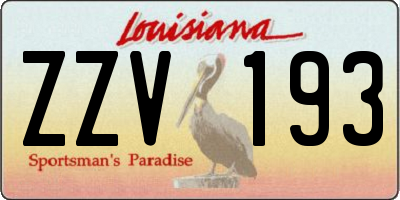 LA license plate ZZV193