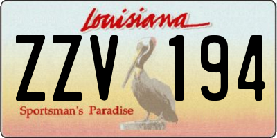 LA license plate ZZV194