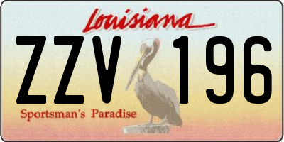 LA license plate ZZV196