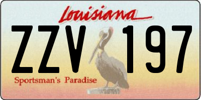 LA license plate ZZV197