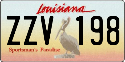 LA license plate ZZV198