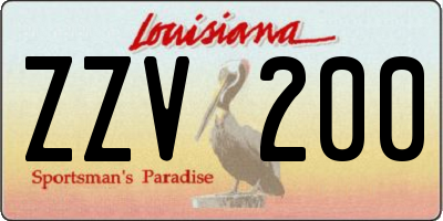 LA license plate ZZV200