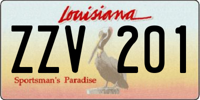 LA license plate ZZV201