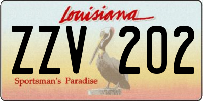 LA license plate ZZV202