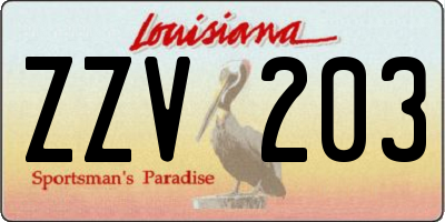 LA license plate ZZV203