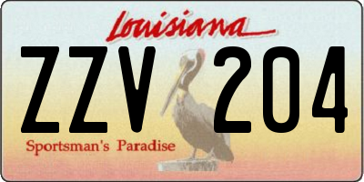 LA license plate ZZV204