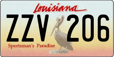 LA license plate ZZV206