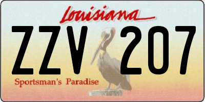 LA license plate ZZV207