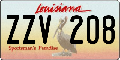 LA license plate ZZV208