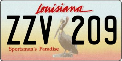 LA license plate ZZV209