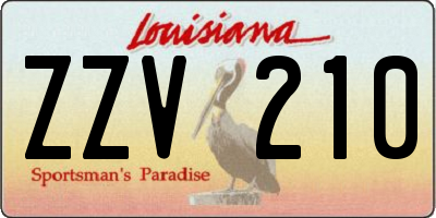 LA license plate ZZV210