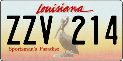 LA license plate ZZV214