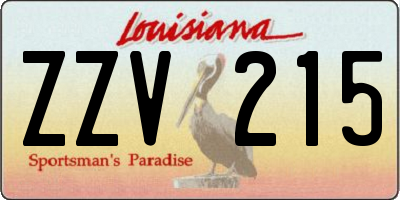 LA license plate ZZV215