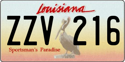 LA license plate ZZV216