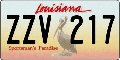 LA license plate ZZV217