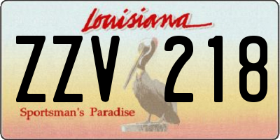 LA license plate ZZV218