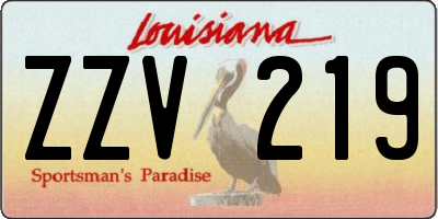 LA license plate ZZV219