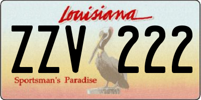 LA license plate ZZV222