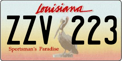 LA license plate ZZV223